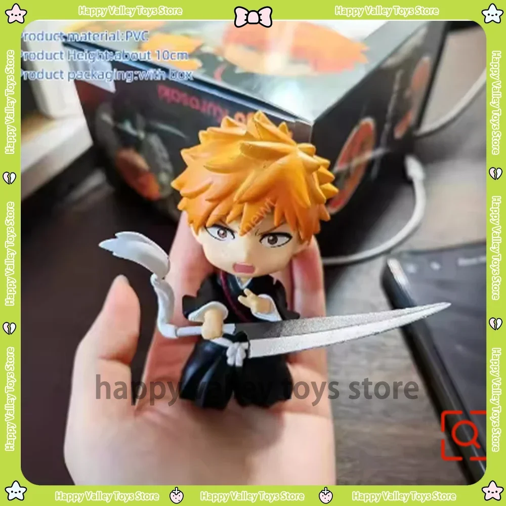 10cm Bleach Q Version Nendoroid 991 Kurosaki Ichigo figure Movable Face-changing Doll Model Desktop Ornament Ready Stock GiftToy