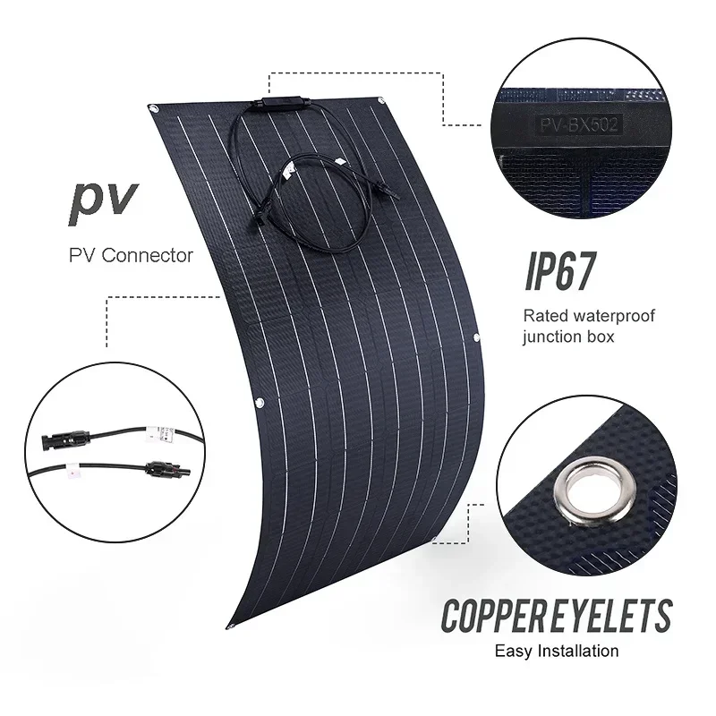 2000W1500W1000W500W Super Power Solar Panel Suitable For RV Boat Car Household  Camping 18V 36V Battery Charger Solar Panel Kits