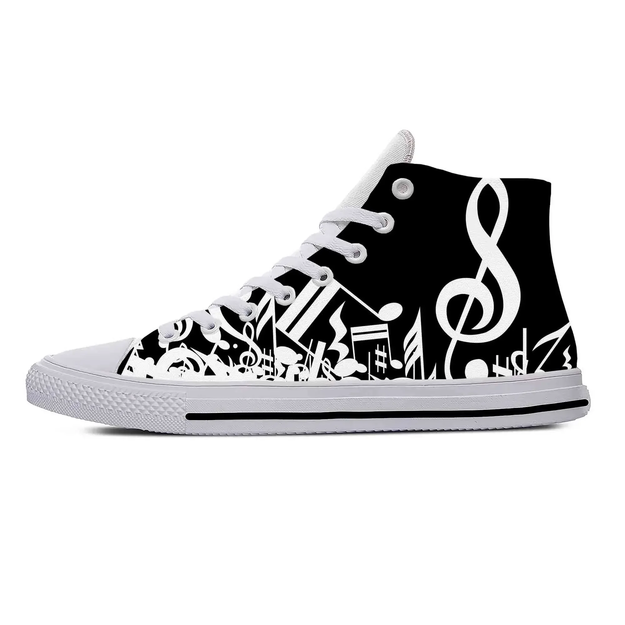 

Hot Cool Fashion Summer Manga Music Musical Notes Aesthetic Casual Latest Shoes High Top Men Women Sneakers Classic Board Shoes