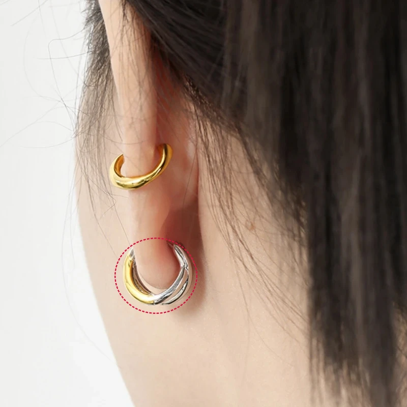 Simplicity Original Earrings Color Separation Electroplating Fashion Jewelry Party S925 Sterling Silver Hoop Earring for Women