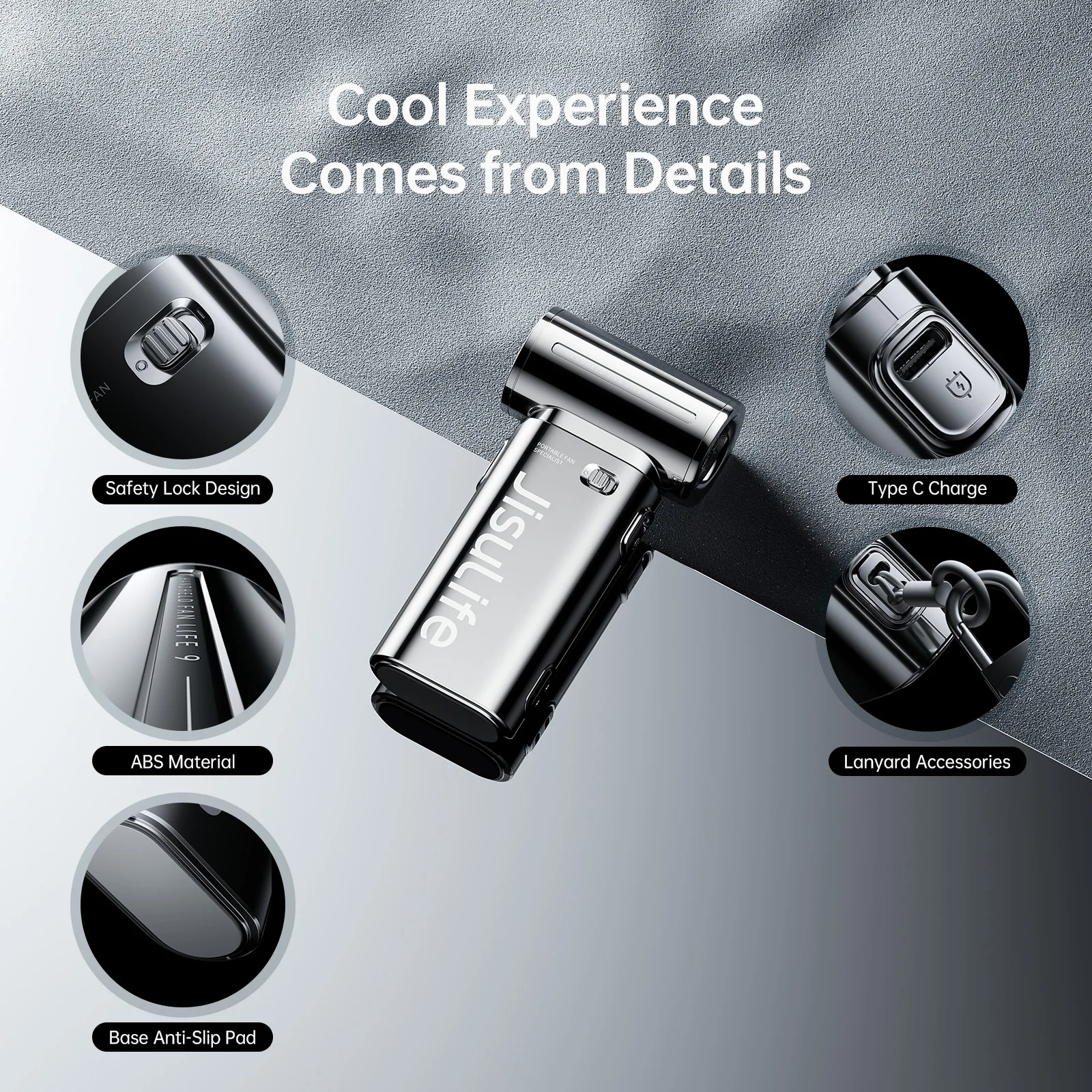 JISULIFE مروحة توربو محمولة باليد Life 9 بالكهرباء بالإضافة إلى عصرية 5000 مللي أمبير في الساعة عالية الأداء من الرياح القوية