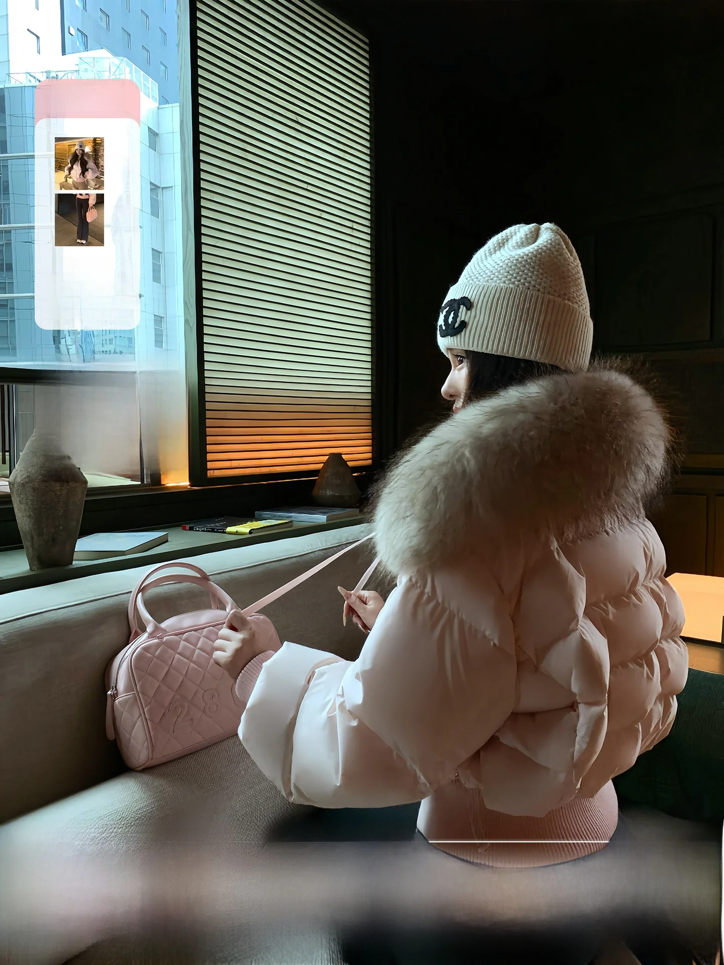 

Теплая женская пуховая куртка розового цвета с воротником из меха кролика, повседневное утепленное зимнее пальто, модная верхняя одежда для женщин