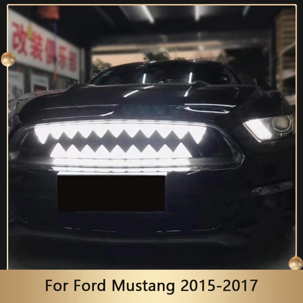 Teeth Upper Grille For Ford Mustang 2015-2017 High Quality LED Guard Grid  Easy Installation Radiator Grill Front Bumper Grills