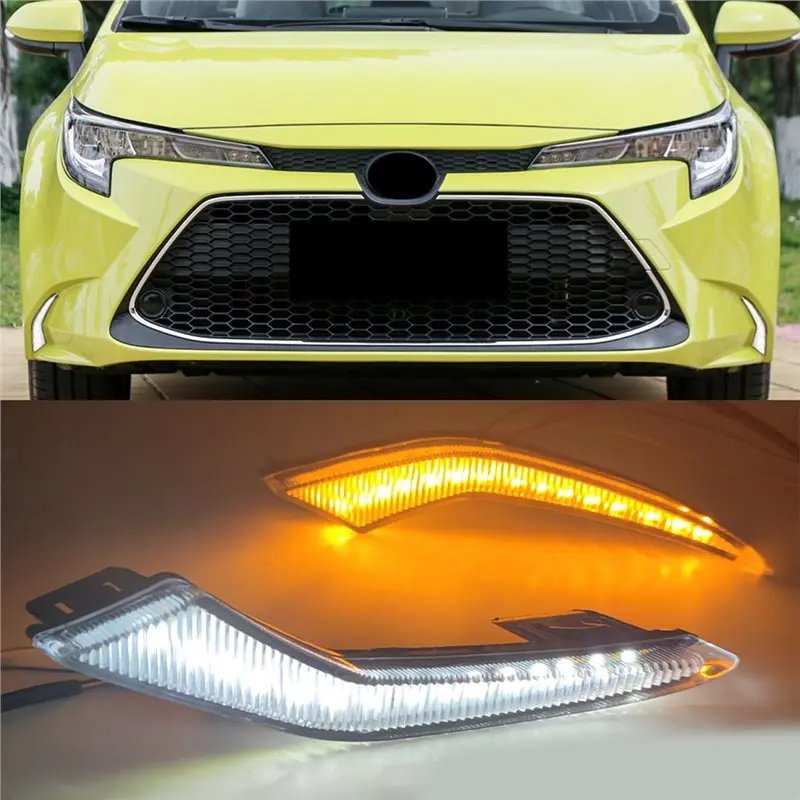 LED النهار تشغيل ضوء DRL الضباب مصباح ثلاثي الألوان لتويوتا كورولا L/LE/XLE الهجين ليفين 2020-2022 اكسسوارات السيارات