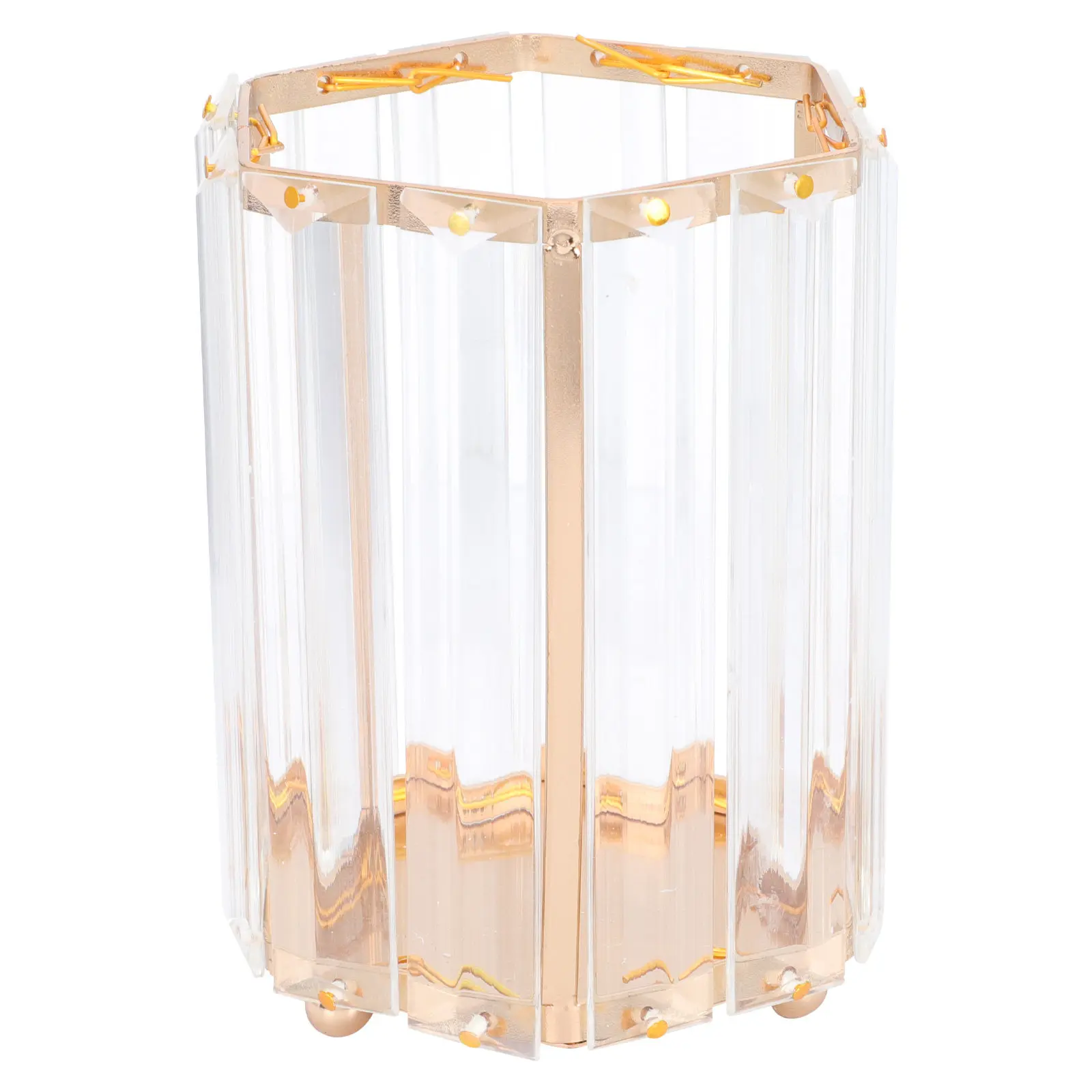 Exquisite Glass Pen Holder Geometric Shape Makeup Brush Organizer Decorative Stationery Multi-Function