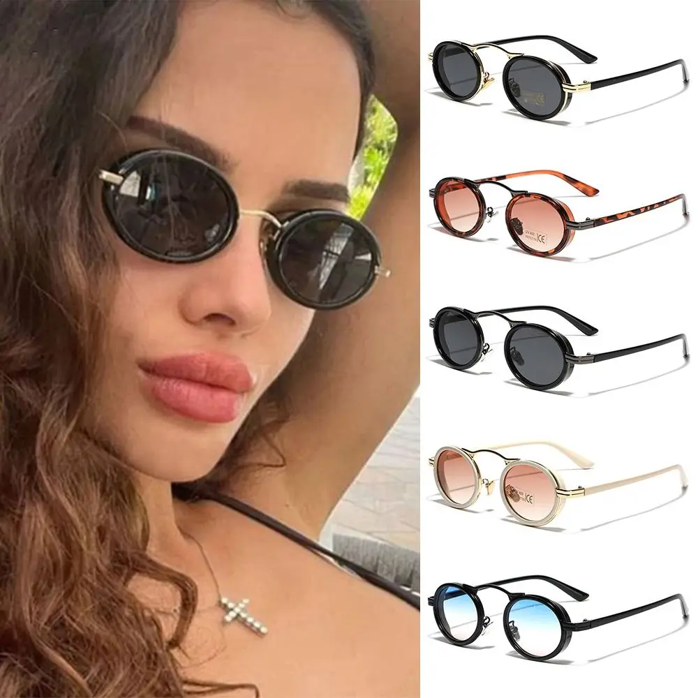 Punk Sunglasses Women's Fashion Oval Sun Glasses Vintage Metal Frame Shades Small Female Eyewear UV400 Protection Glasses