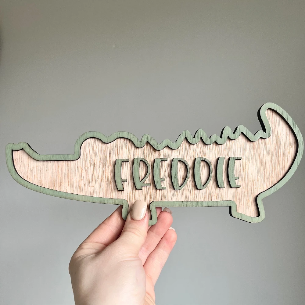 Personalized Wooden Crocodile Name Sign Perfect Christmas Gift Granddaughter, Stocking Filler Daughter Baby Room Decor Grandma