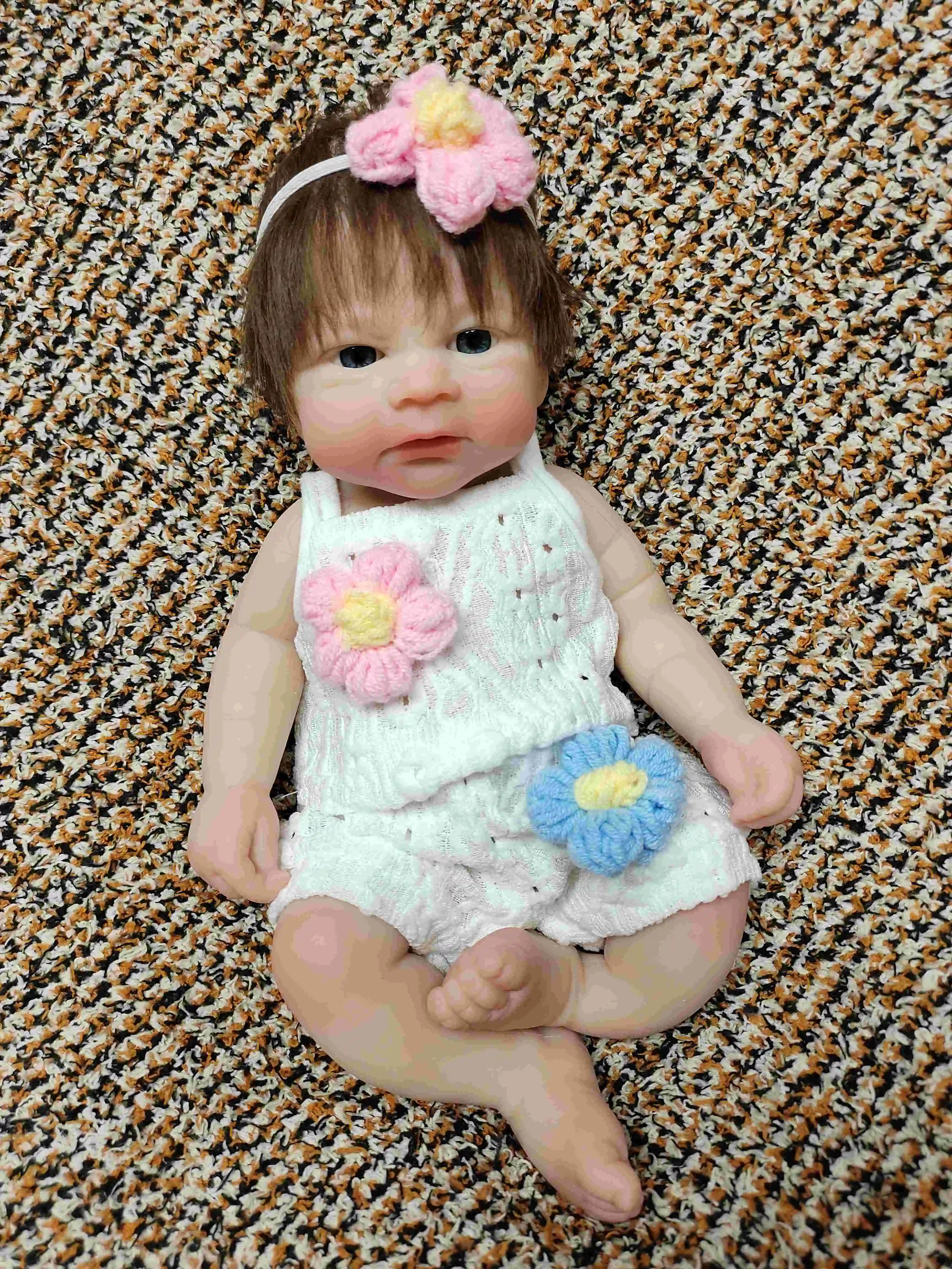13‑Inch Full Silicone Collectible Doll, Open Eyes Design, Lifelike Realistic Texture, Flexible Poseable Body for Display