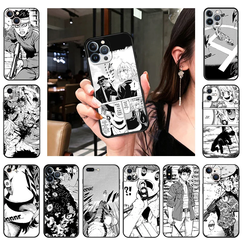 Anti-Drop Soft Phone Case For iphone 16Plus 11 12 13 Mini 14 15 16 Pro XS Max XR 7 8 Plus 16Pro High-Rise Invasion Manga Cover