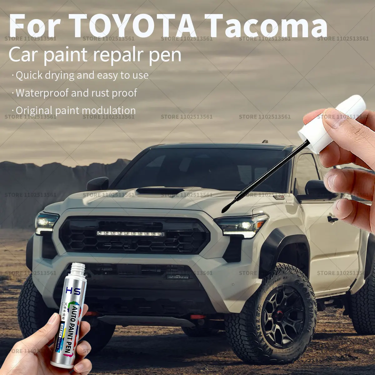 Pluma reparadora de pintura de coche, accesorios de reparación de arañazos, blanco, negro, gris subterráneo, frío de viento, perla, terra, gris, para TOYOTA Tacoma