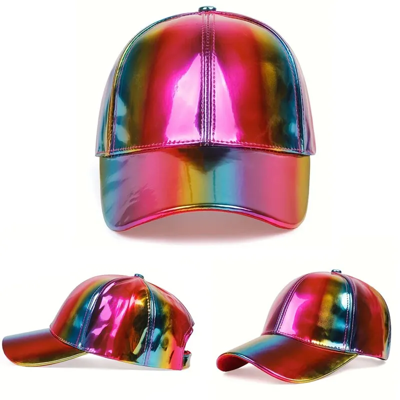 Fashion Baseball Hat For Rainbow Color Changing Hip Hop Cap Adult Outdoor Casual Sun Unisex Snapback Pu Waterproof Hat