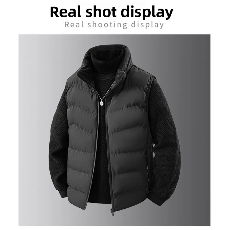 

Outdoor Solid-color Fashionable Camping Jacket Winter Men Cotton Waistcoat Men Down Waistcoat New Autumn Winter Warm Vest Coat