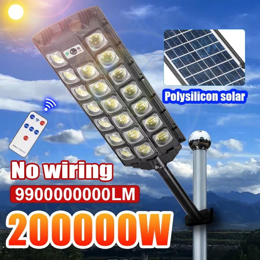 

Солнечный прожектор 9900000000Лм 200000Вт/12000Вт с датчиком движения, уличный водонепроницаемый светильник для сада, двора, настенный светильник