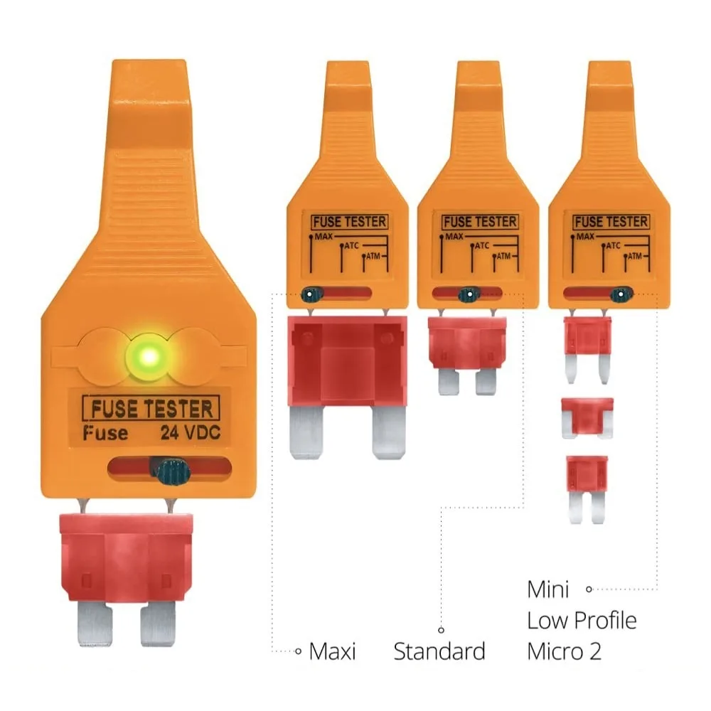 Fuse Tester DC 24V Automotive Tester Blade Puller Multi-Functional Car Checker Puller Removal Tool for Mini/Standard Blade