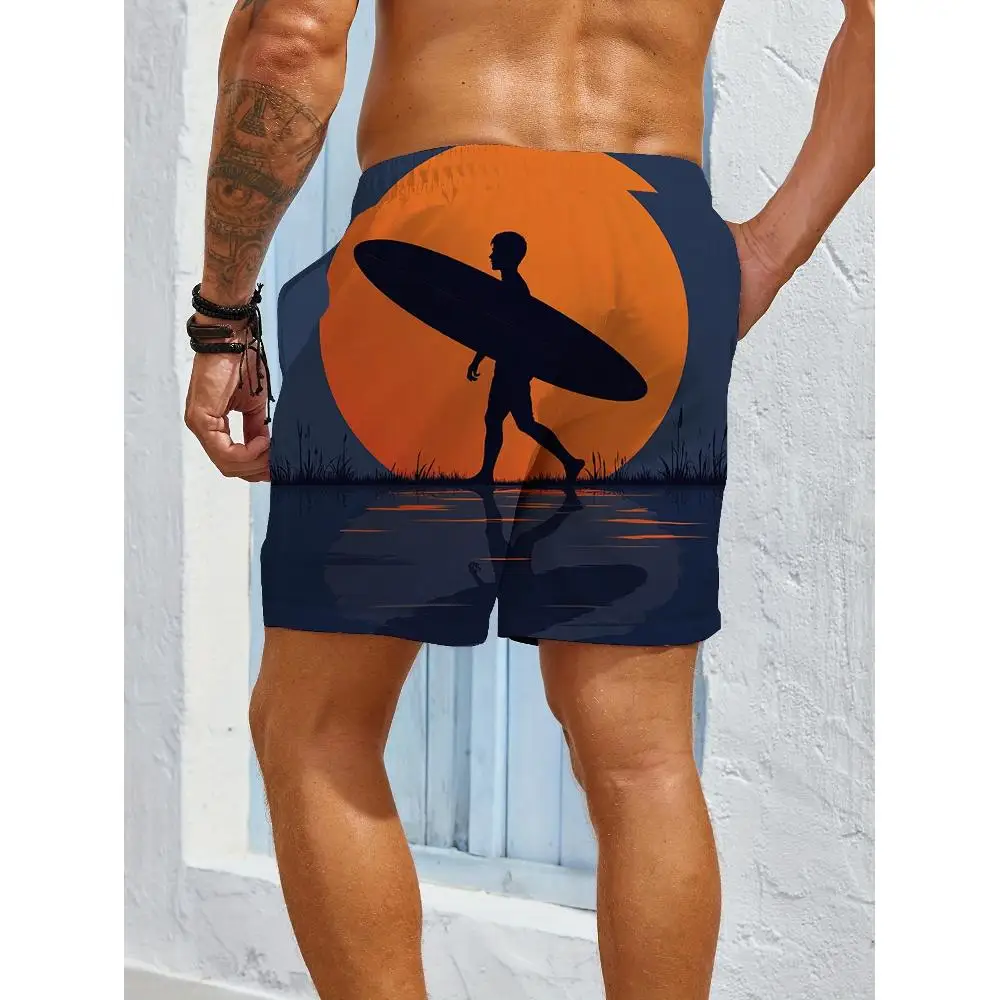 1pcs Men's Short swim trunks2026 Summer 3D Printed Short sleeve running Quick drying men's work pants Polyester Breathable
