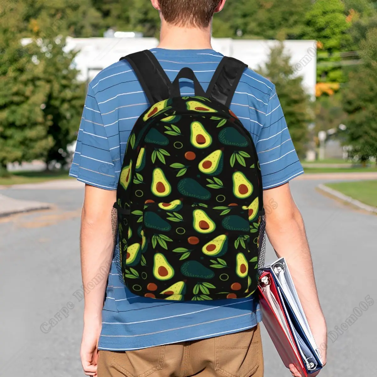 Green Avocado Plant Fruit Pattern Backpack for Men Women Waterproof School College Bag Printing Bookbag