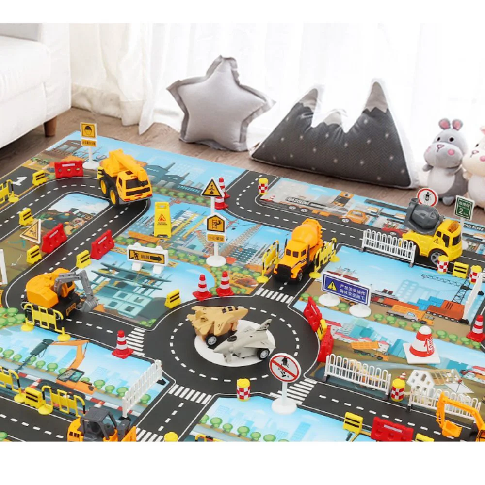 Baby City Traffic Road Map Kids Toy Parking Lot Roadmap Traffic Signs 83*58cm Climbing Playing Mat Play 9Style Game Mat Carpet