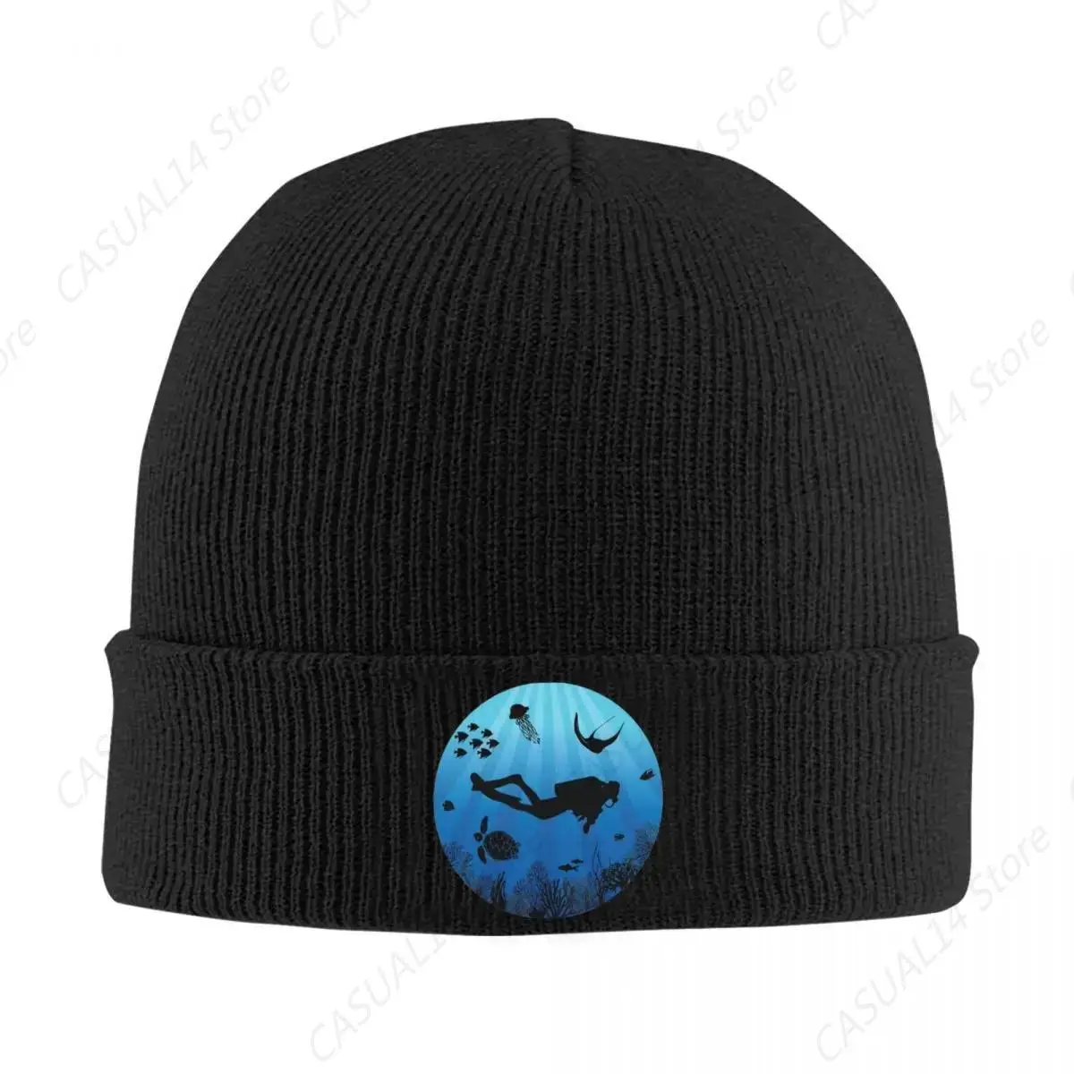 Deep Water Diver Sea Life Knit Hat Beanie Autumn Winter Hats Warm New Scuba Diver Cap For Men Women Gift