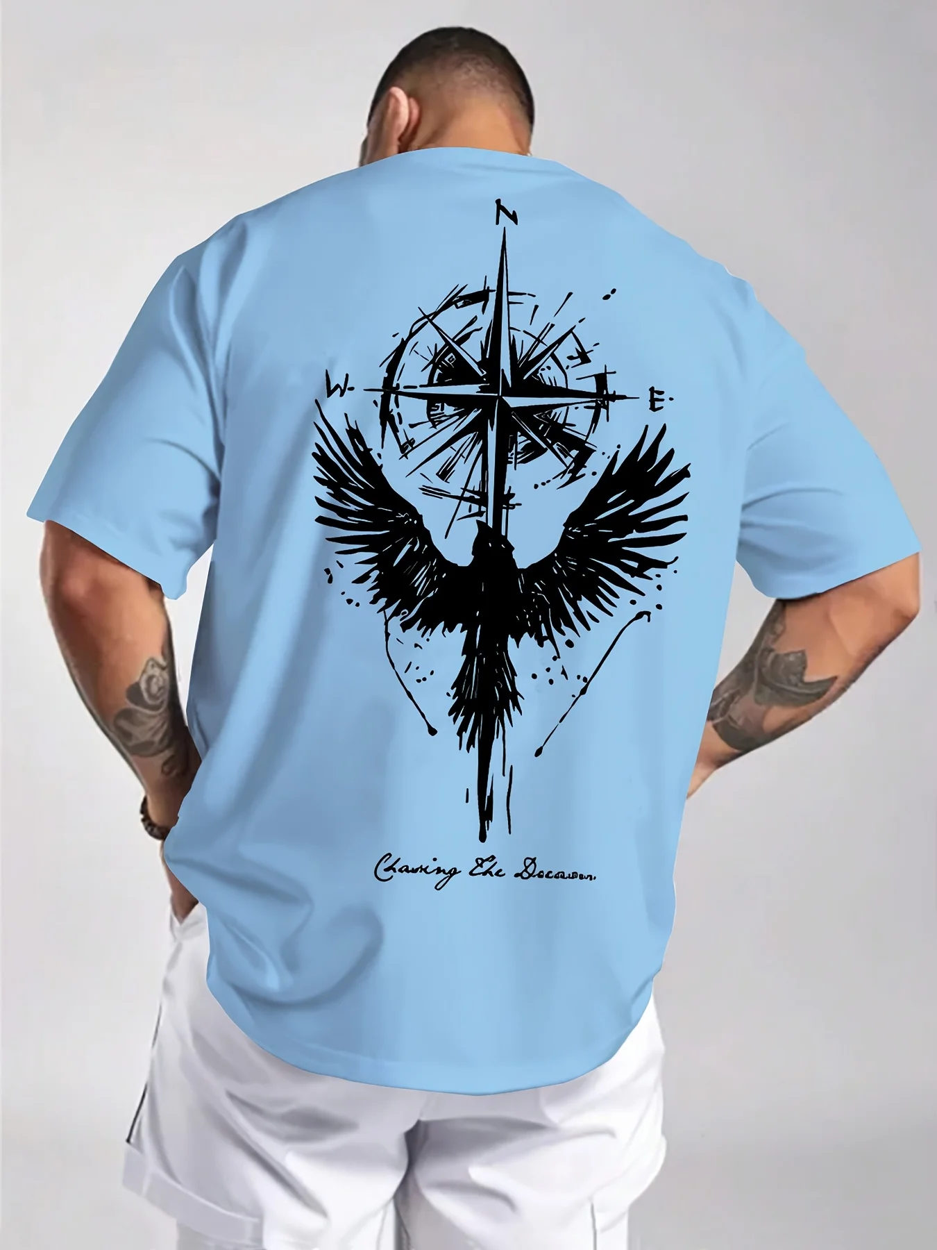 Phoenix and Compass Chasing The Dream Print on Premium Soft 100 Cotton Mens T Shirt Perfect for Summer Streetwear and Trips