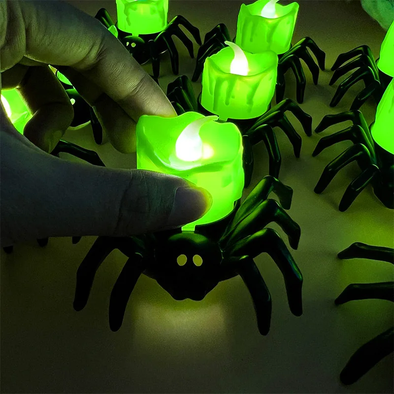 LED Candle Light Spider Skull Lamp for Home Bar Haunted House Halloween Party Decor Horror Prop Halloween Decor New Dropshipping