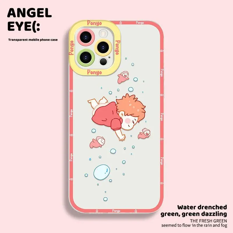 Anime P-Ponyo on The CliffS Phone Case for IPhone 16 15 14 13 12 11 Mini Pro Max X XR XSMax 7 8 Plus Transparent Soft TPU Cover