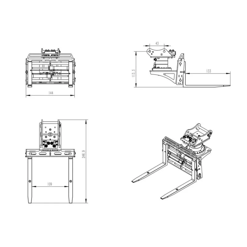 RC Truck Parts 1/14 Kabolite K970 Metal Fork Painted Hydraulic for HUINA K970 100S Remote Control Excavator Accessories TH20378