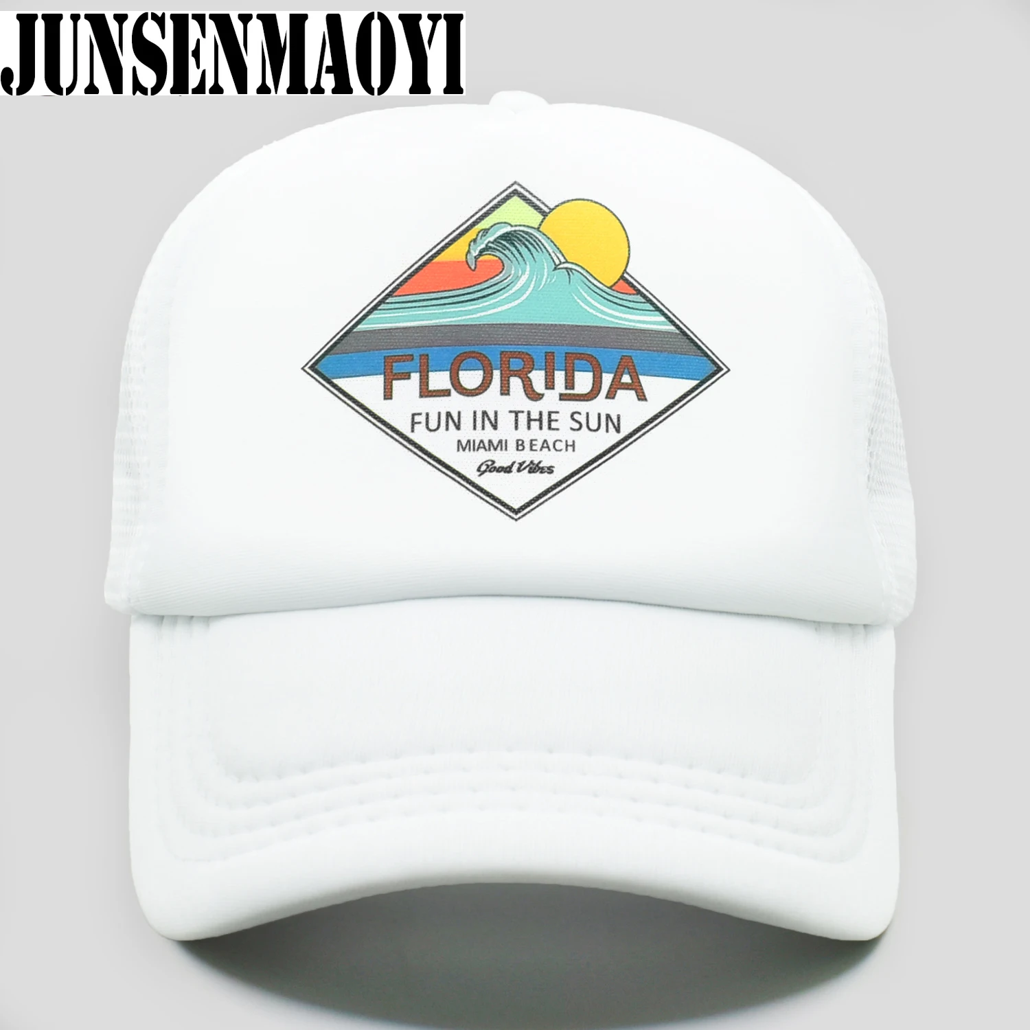 New Florida Trucker Cap Hat Miami Seaside Beach Mesh Cap Vacation Sandbeach Sea Wave Surfing Hat Cap for Men Women Youth