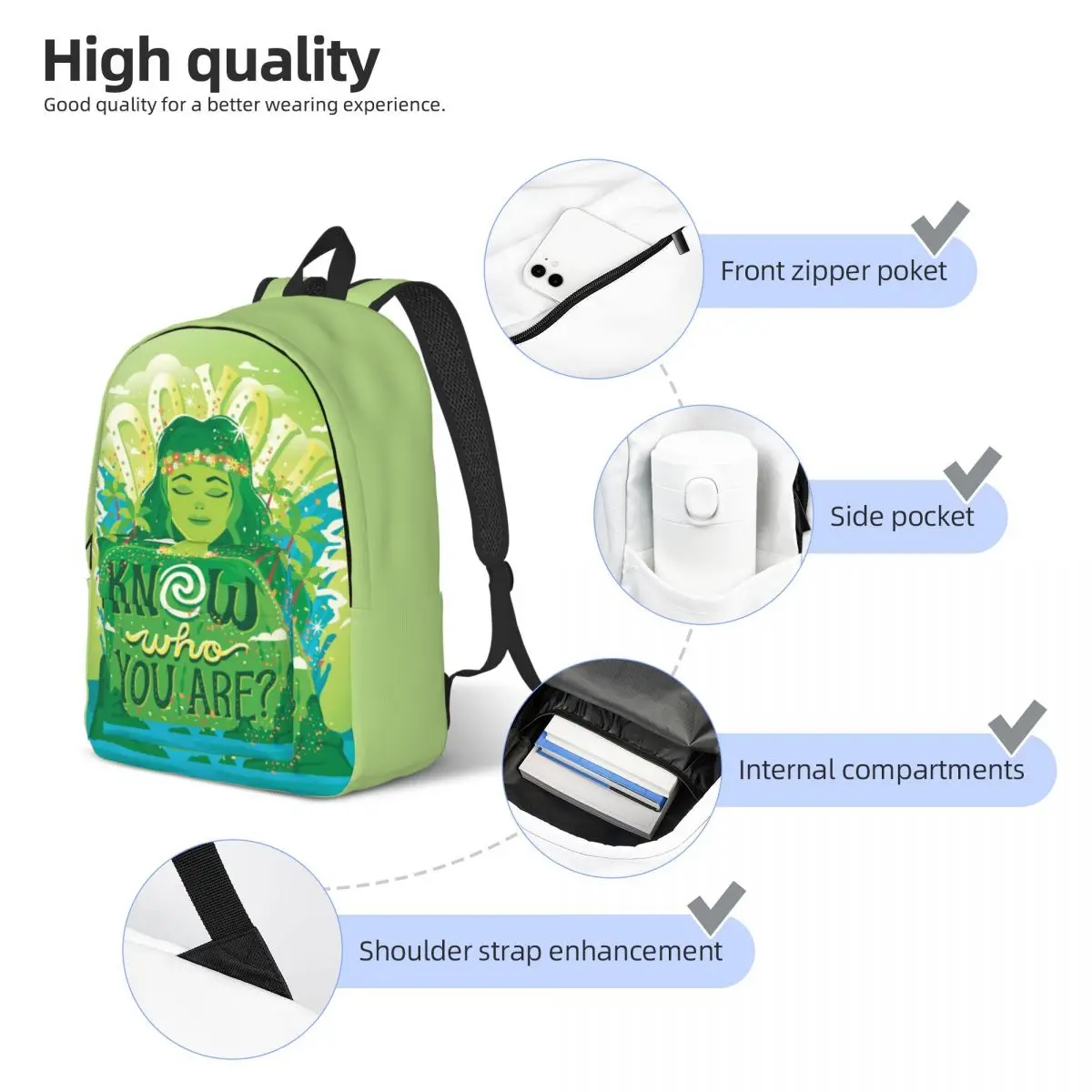 Personalizzato Moana sai chi sei zaini di tela per donna uomo impermeabile scuola College borsa stampa Bookbag