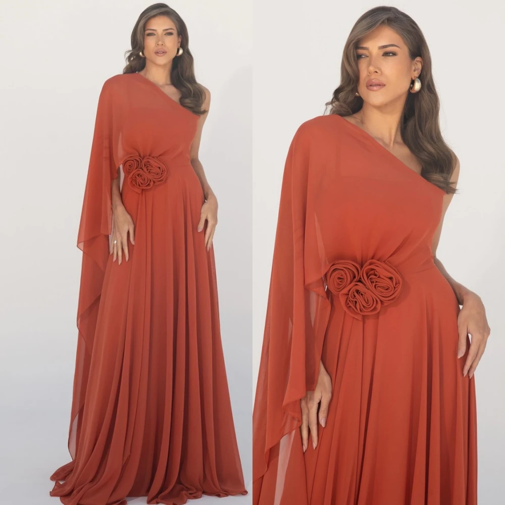 تخصيص الحديثة الشيفون واحد الكتف ألف خط مساء اللباس رشيقة الزهور فساتين حفلة موسيقية لينة فساتين المناسبات الخاصة