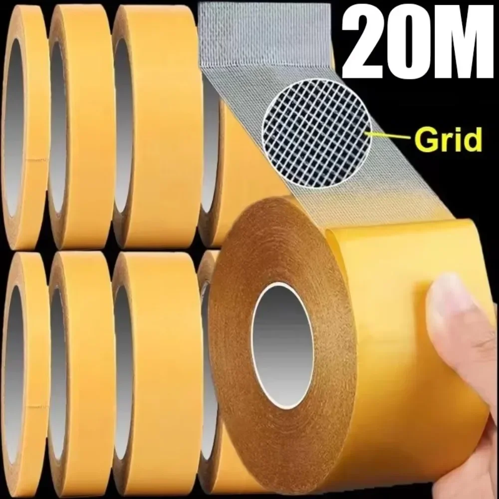 Double Sided Grid Fiber Cloth Base Tape Mesh Waterproof High Viscosity No Trace Carpet Adhesive Strong Fixation Adhesive Tapes