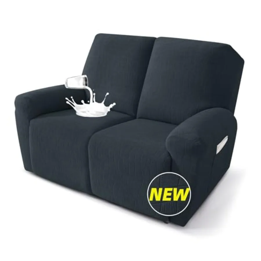 Waterproof Cover 4 Pieces Reclining Love Seat Slipcvers Cover 2 Seater with Elastic Straps and Pockets for Pet