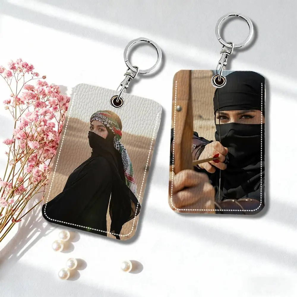 

Muslim Arabic Hijab Girl Keychain Card Holders Keyring Bank Bus ID Credit Cards Key Ring Chains Gift