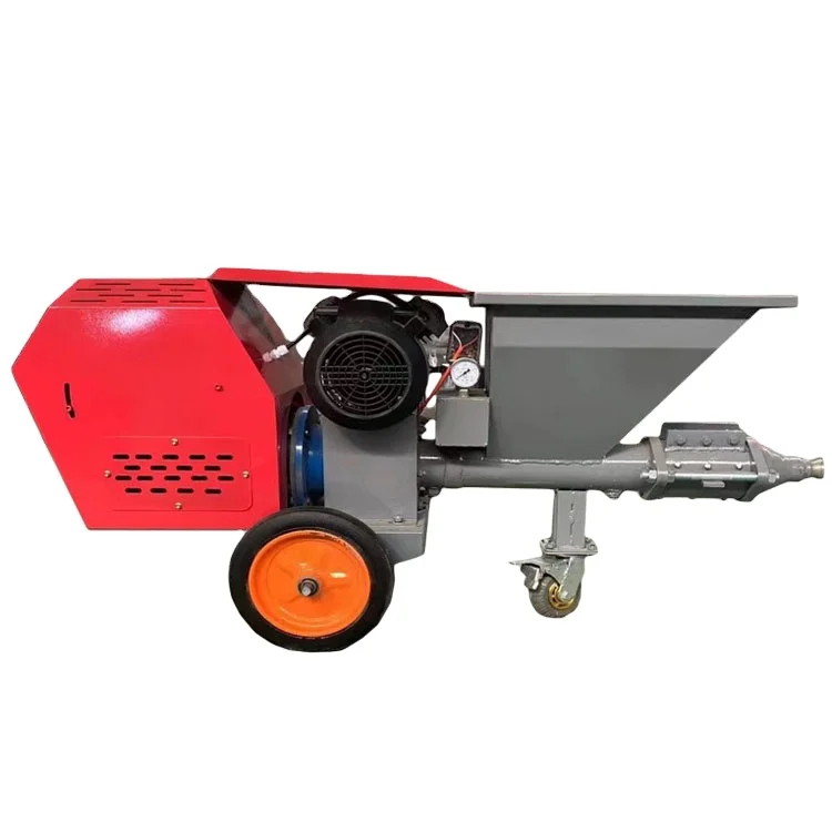 Portable Concrete Automatic Mortar Spray Machine with Engine 4kw Power 50L Hopper Screw Pump for Cement Plastering Plants