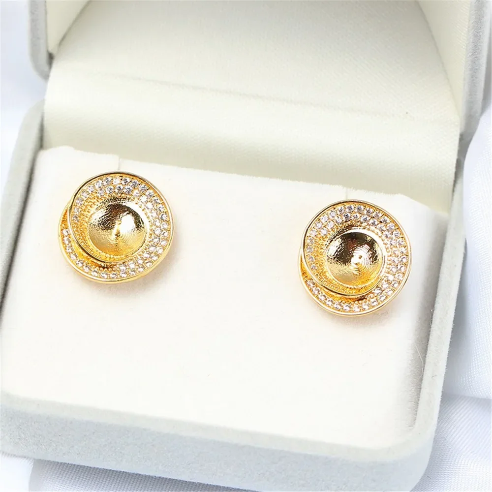 Gold Plated Pearl Earring Settings, DIY Jewelry Making Supplies, Blank Ear Stud Bases for Handmade Accessories, 1pair No Pearl