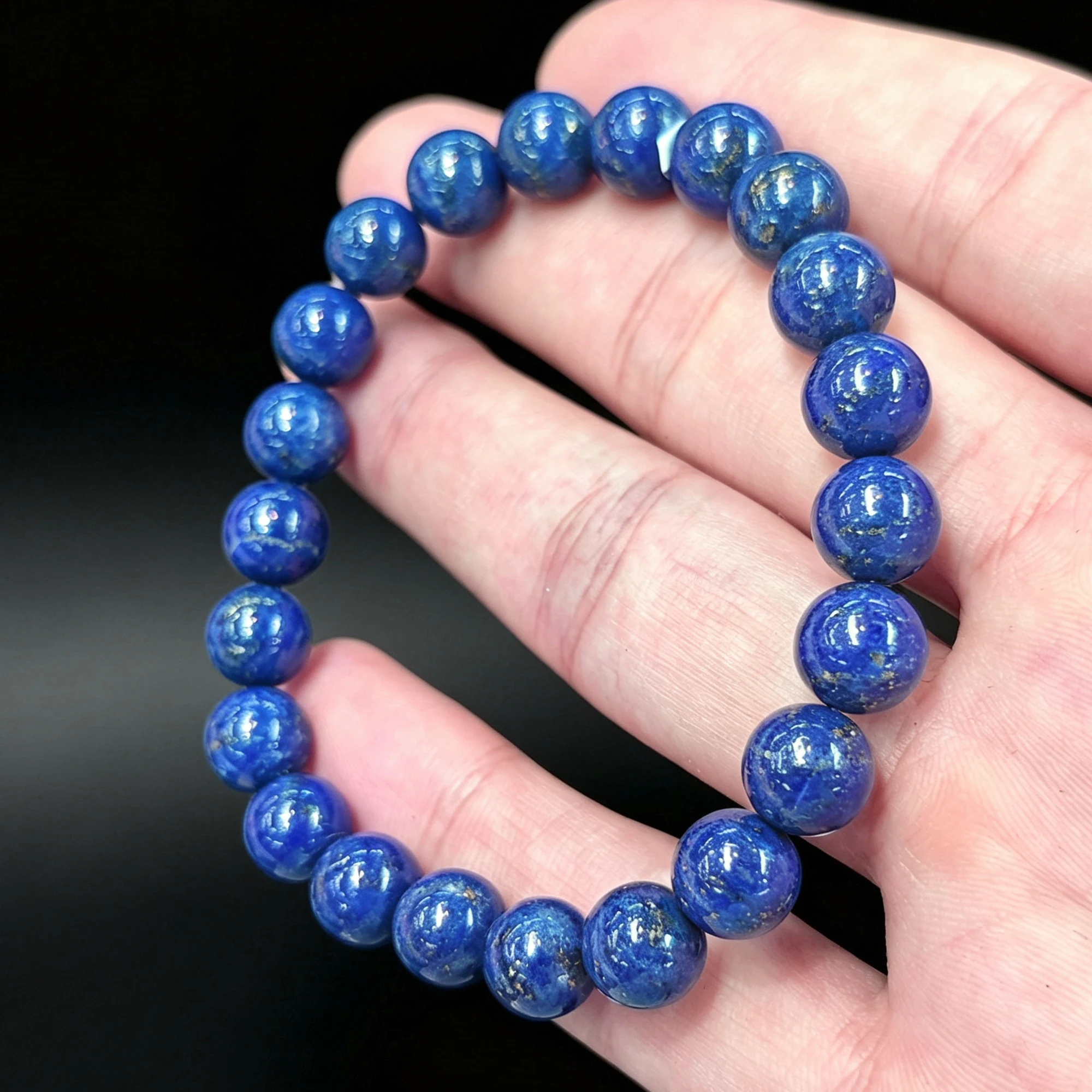 Natural Lapis Lazuli Gemstone Bracelet 8.5mm Smooth Round Royal Blue Beads Single Strand Elastic Stretch Jewelry Supply 1 Piece