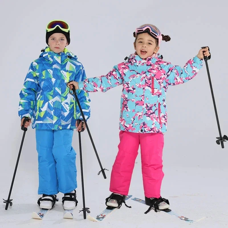 2020 Kids Winter Ski Suit -30 Degree Waterproof Snow Jackets + Pants Boys Girls Brand