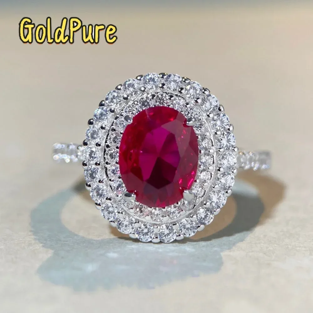 

Goldpure Luxury Solid Platinum PT950 Women's Pigeon Red Diamond Ring Pigeon Egg Complete Moissanite Diamond Ring