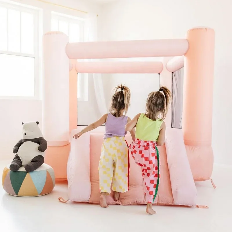 Hot sale wholesale price  Pastel pink blue  small jumping castle  baby bouncer  bounce house inflatable trampoline  for kids