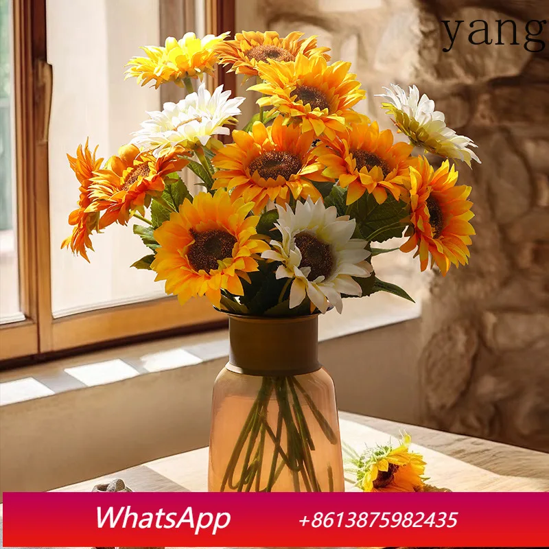 

Yjq sunflower simulation flower decoration living room dining table advanced bionic flower arrangement decoration