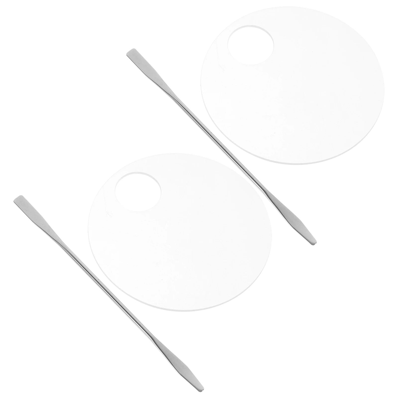 

2 Sets Acrylic Makeup Palette Liquid Foundation Mixing Plate Tools Portable Blending Tray For Eyeshadow Nail Art Color