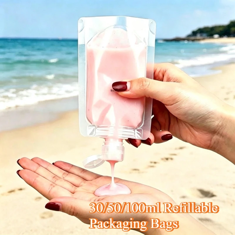 30/50/100ml Refillable Packaging Bags Travel Essentials Lotion Cosmetics Shampoo Shower Gel Portable Bags Makeup Fluid Bottles
