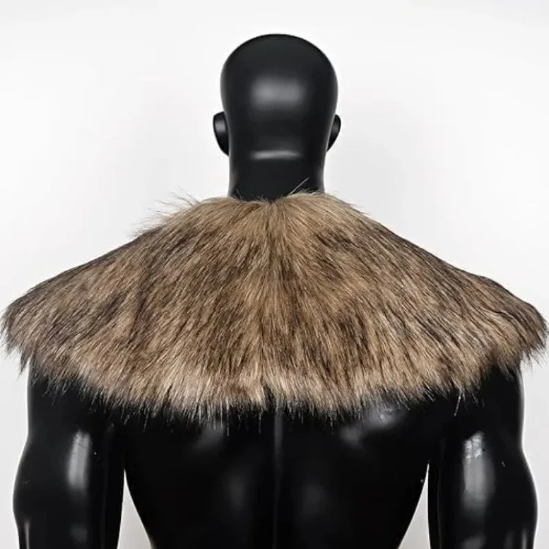 Unisex Viking faux fur cape shawl, warrior cape cosplay costume accessories image 2