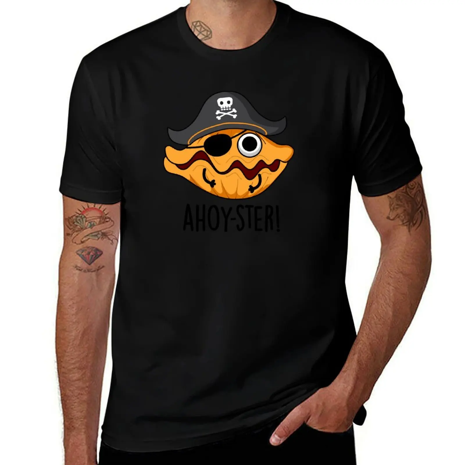 Футболка Ahoy-ster Pirate Funny Oyster Puns, новое издание, синие арховые мужские футболки в тяжелом весе, повседневные стильные футболки