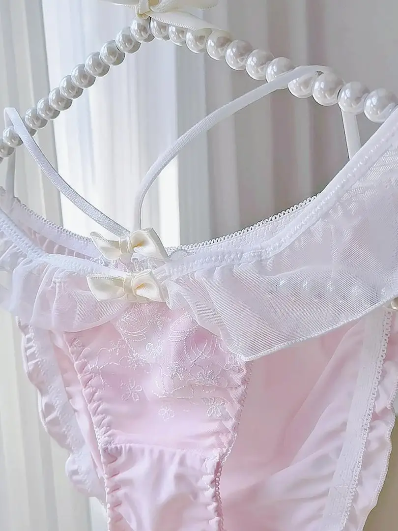 Dziewczęca bielizna Lolita z niskim stanem i wydrążonymi koronkowymi spodniami trójkątnymi w nowym stylu wróżki i słodkie japońskie majtki z haftem kwiatowym — zdjęcie 6