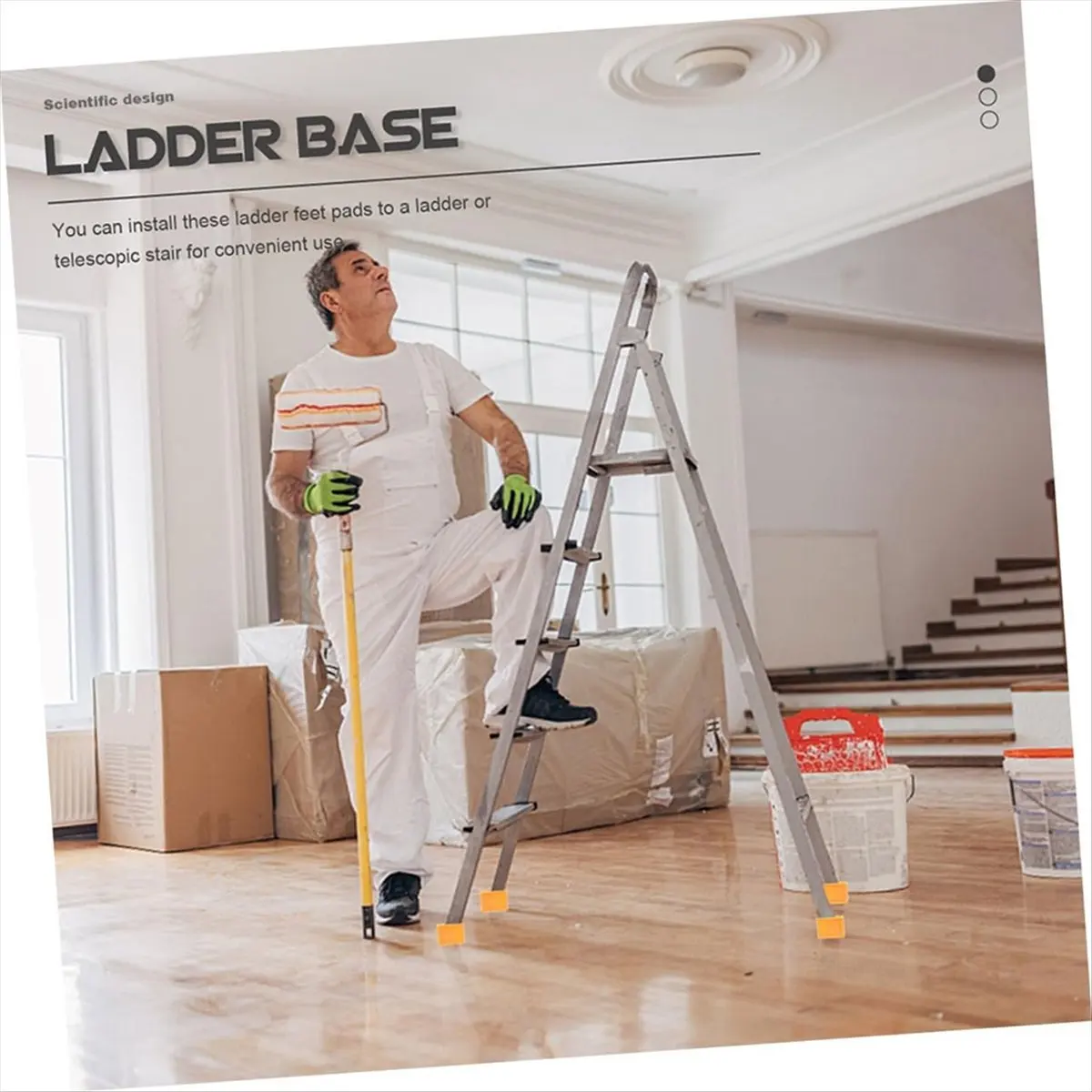 4pcs Non-Slip Ladder Leg Caps Ladder Extension Feet Pads Leveling Feet for Attic Stairs Heavy Duty Rubber Covers