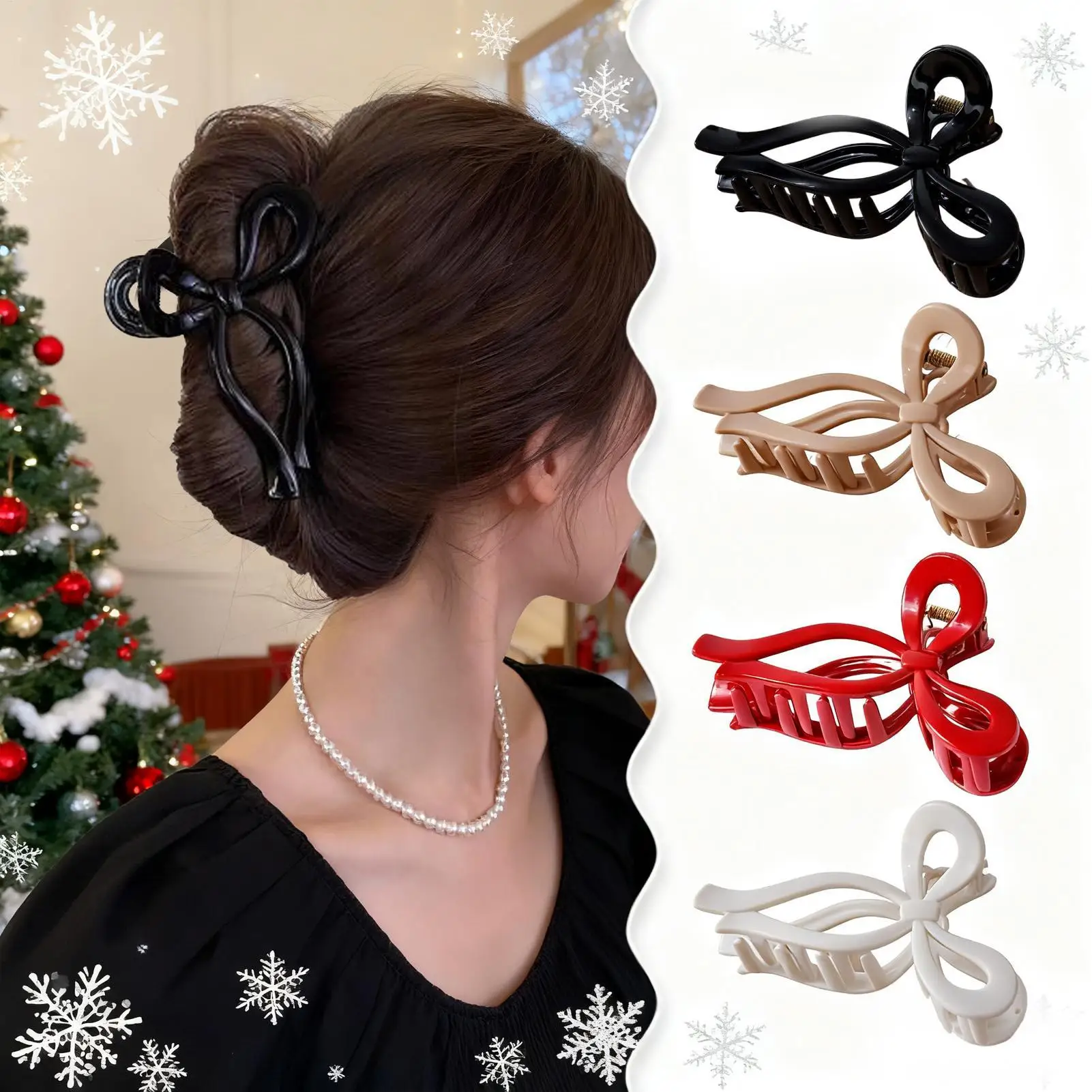 

4 шт., коготь для волос с бантом, женские элегантные пластиковые коготки для волос, женские милые длинные волосы, держатель для волос, зубчатые заколки для волос, заколки в виде акулы, зажим для волос