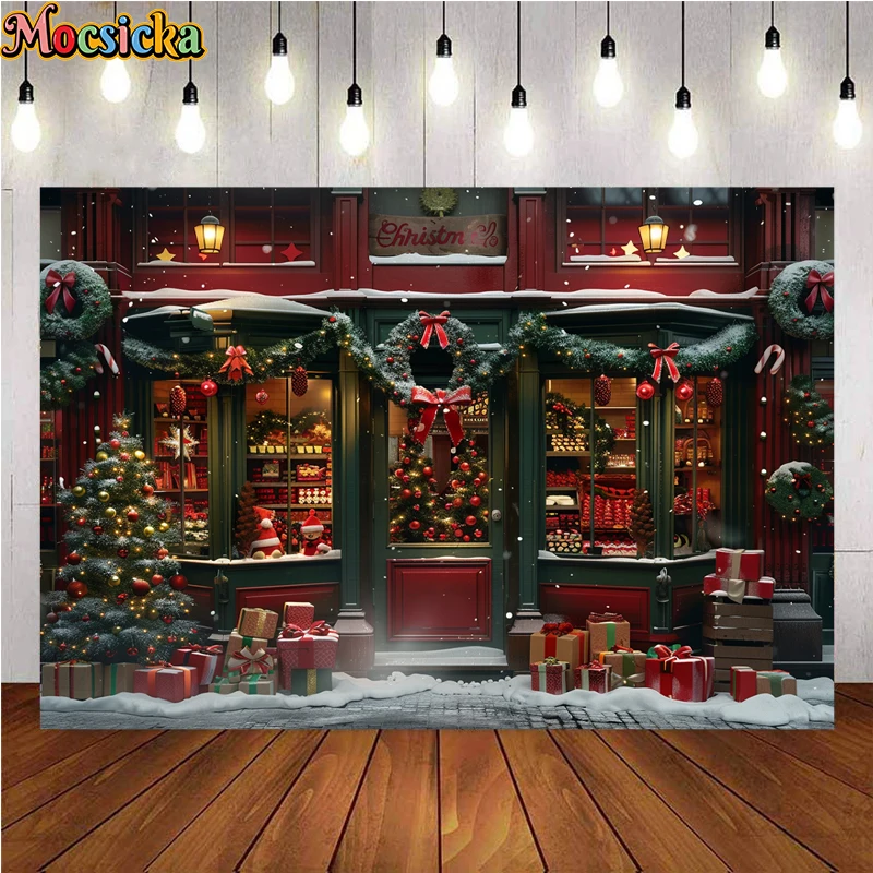 Mocsicka Christmas Winter Photography Backgrounds Toy Store Decoration Holiday Party Family Kids Portrait Photo Backdrops Studio