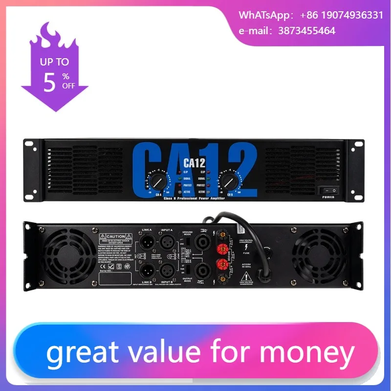 

CA12 Professional 2U 8 Ohms 2*800W Class H 2 Channel HI-PASS/LO-PASS Line Array Speakers Power Amplifier