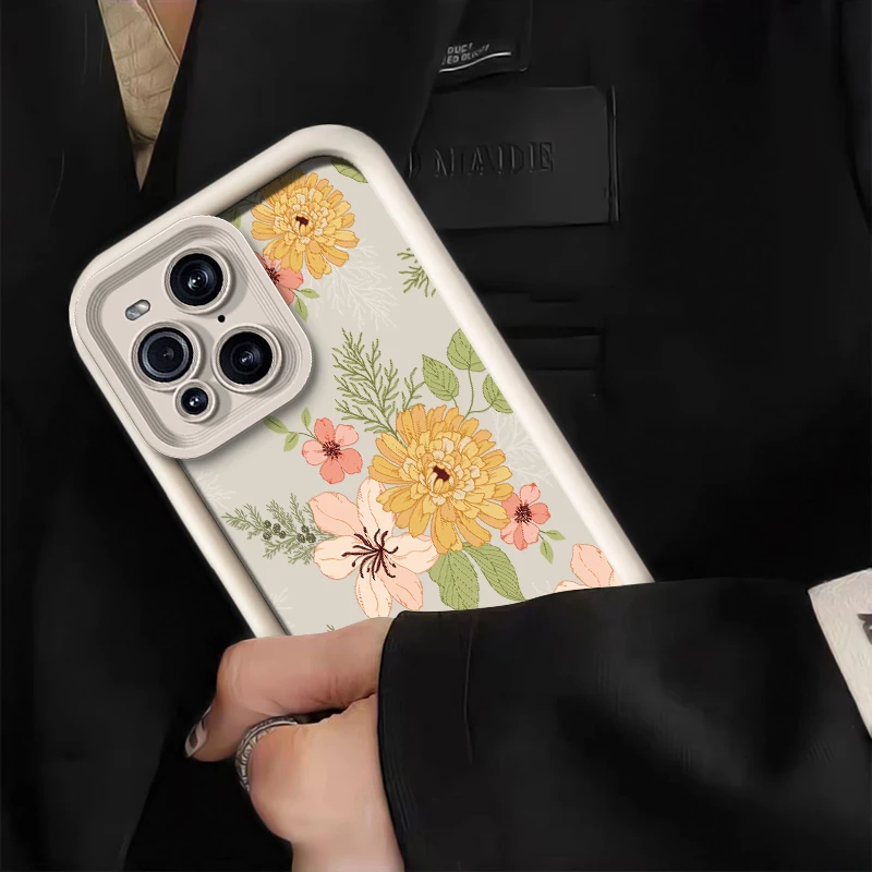 Soft Silicone Shockproof Phone Case For OPPO Find X5 Pro X3 Lite X8 F19S F21 F9 F17 F19 Pro Plus Fashion Floral Pattern Cover