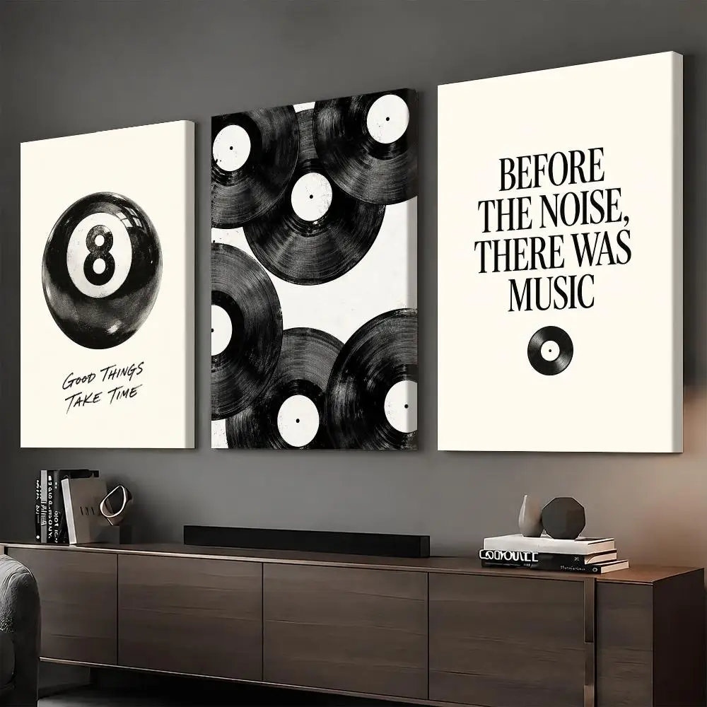 Retro Vinyl Eight Framed Wall Painting HD Canvas Print Poster Wall Art | Optional Frame | Modern Hallway Decor